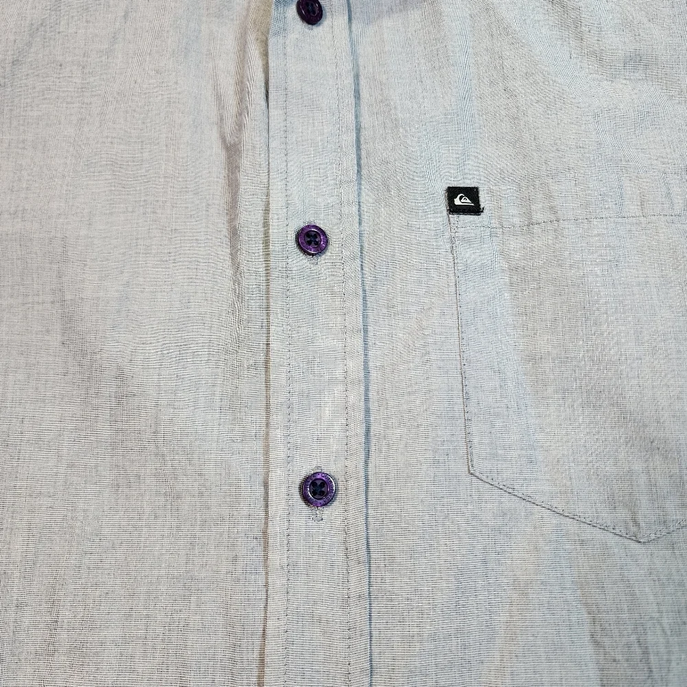 Quiksilver Gray Woven Button Down Shirt Short Sleeve Casual Size Small